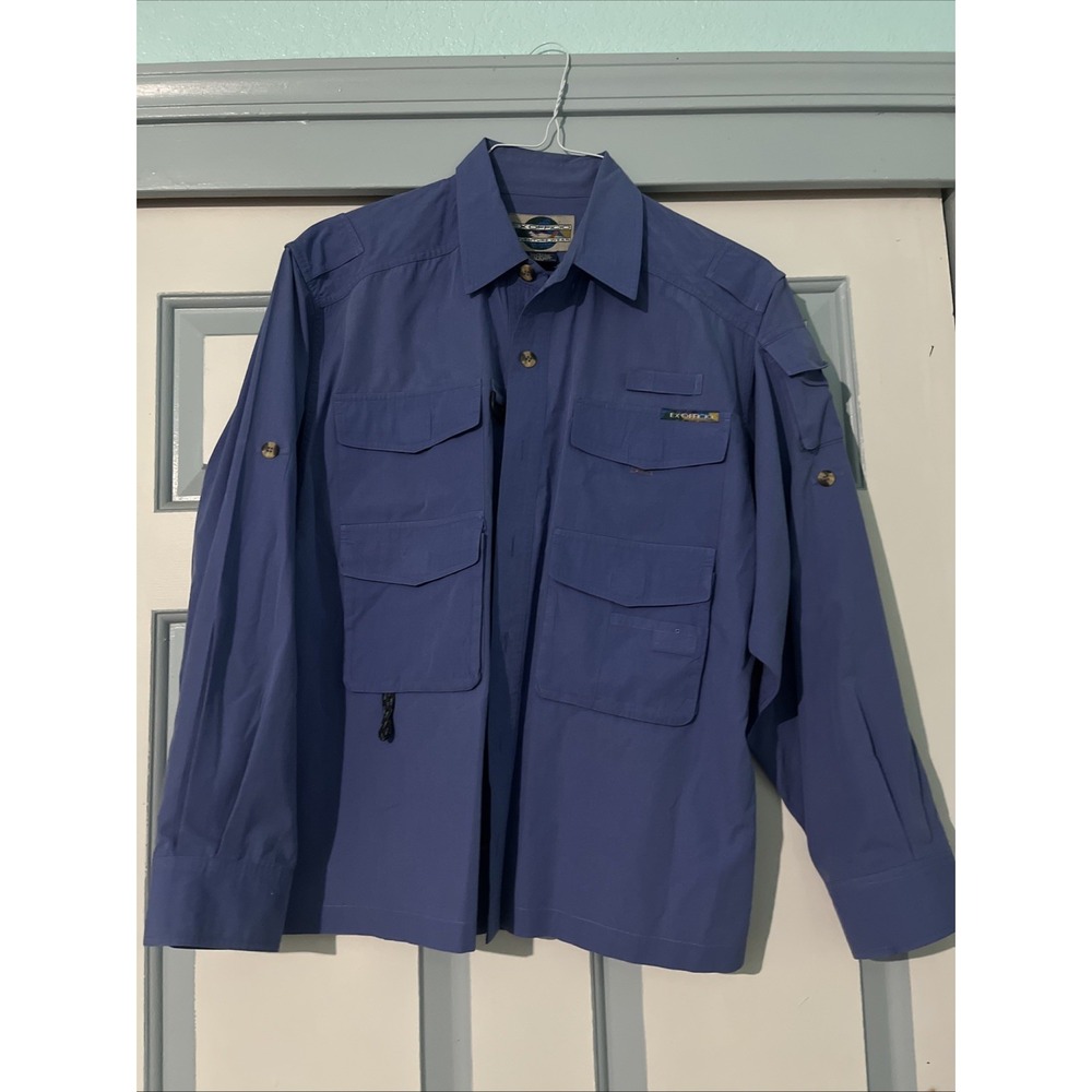 EX official Adventure‎ Wear Blue Men's Large Button Up Multiple Pockets